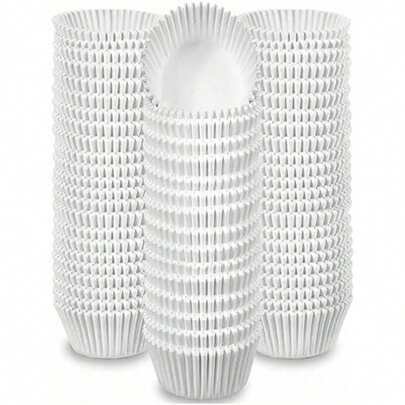 500 chiếc giấy lót bánh cupcake màu trắng, hộp giấy đựng bánh cupcake, cốc giấy đựng bánh muffin, giấy bọc bánh cupcake, thích hợp cho đám cưới, tráng miệng, tiệc tùng.