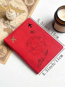 1个飞机标志护照夹，合成皮革旅行证件套，简约地球仪设计，优雅旅行配件，生日伴娘礼物，朋友专属护照套，黄色、蓝色、红色、黑色、白色、粉色、黑色，共6种颜色可选，旅行必备，送给朋友、家人、同事的完美礼物 - 彩色 - 查看 12