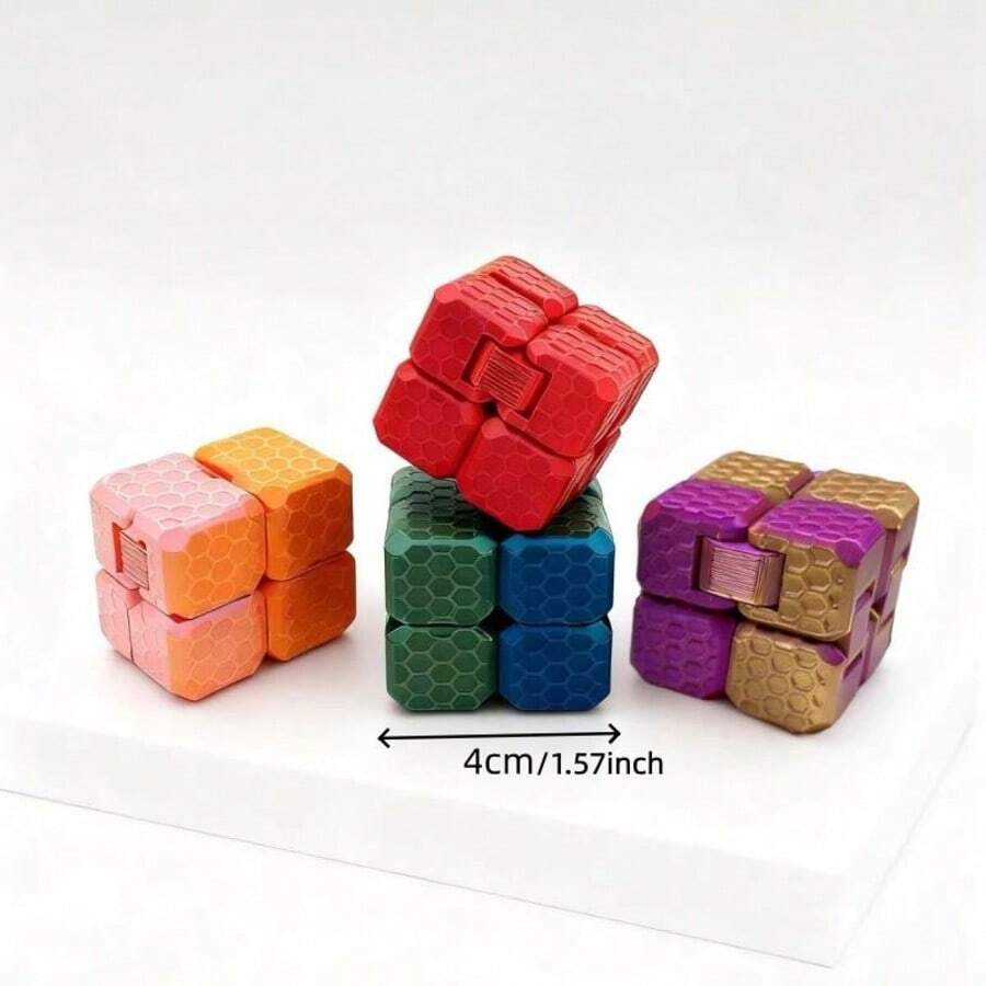 Gradient Color 3D Printed Square Infinity Cube Fidget Toy Stress Relief Decompression Toy For Students Adults Office Desk Decor Home Ornament Creative Educational Toy Birthday Christmas Holiday Gift Random Color - Multicolor - View 1