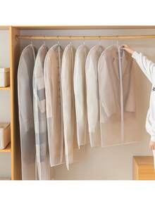 1-5 Garment Dust Covers, Hanging Garment Bags, Translucent Suit Covers, Storage Bags, Protective Covers, Dustproof - White - View 3