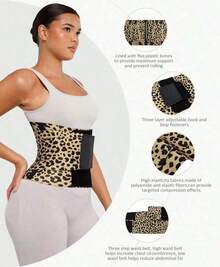 1 Piece Leopard Print Women's Waist Trainer - High Compression Triple Wrap Fitness Shaper Waist Belt, Suitable For Gym, Sports And Fitness, Adjustable Straps, Nylon Material, Elegant Design, Fitness Accessories Exercise Waistband I Discovered Amazing Products On - 黃色 - 查看 4