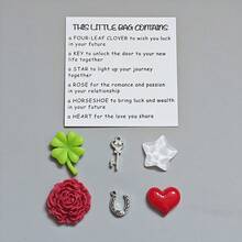 8件套金属合金树脂玫瑰吊坠婚礼祝福袋礼品套装，适合新娘、新郎、订婚、婚礼派对、收藏 - 1set - 查看 4