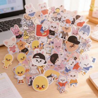 50pcs The 2026 New Laser Sticker Features Cute And Cartoonish Cartoon Designs, Suitable For Various Scenarios Such As Handheld Devices, Water Bottles, Mobile Phones, Laptops, Etc. First Choice For Gift Giving During The School Year, New Year, Valentine's Day, And Revival Season, With A Random Surprise Style To Decorate Daily Life And Give Healing And Cute Gifts To Family And Friends (Stochastic Style)