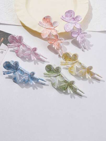 1pc Cute Casual Bow PS (Polystyrene) Hair Clip For Women, Suitable For Spring, Summer, Autumn And Winter