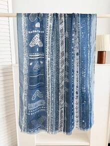 1pc Geometric Abstract Print Detachable Headscarf Hijab, Casual Daily Wear - Multicolor - View 4