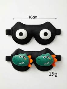 1pc Kids 3-10Y Cartoon 3D Sleep Eye Mask, Lightweight Non-Pressure Eye Cover For Nap, Travel, Airplane - Black - View 7