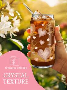 4 件/套 16 盎司玻璃杯 UV DTF 转印贴纸（9.4x4.3 英寸），无需加热，美观的咖啡爱心图案，西部高地牛向日葵豹纹冰咖啡爱好者贴纸，防水摩擦贴纸，适用于 Libbey 易拉罐保温杯 DIY 礼物 - 2Coffee 01 - 查看 2
