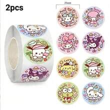 SANRIO 500 miếng/cuộn Hình dán nhân vật hoạt hình dễ thương, bao gồm [Nhân vật hoạt hình 1], [Nhân vật hoạt hình 2], Hình dán trang trí thích hợp cho quà tặng tự làm, niêm phong, nhãn trò chơi và quà tặng đáng yêu. - Nhiều màu - Xem 7