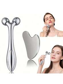 2pcs Natural Skincare Massage Tool Set, Including Facial Roller And Gua Sha Board. This Natural Facial Roller Is Suitable For Eye, Back, Neck, Head Massage, Gua Sha Massage, Leg Shaping Roller, Fascia Roller, Helps Relieve Swelling. A Perfect Gift For Friends And Mother's Day. - Multiple Styles - View 6