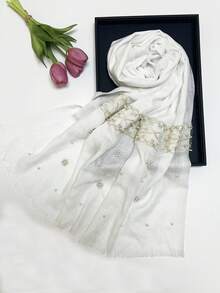 1 chiếc khăn choàng/khăn quàng cổ thời trang nữ thêu đính cườm, thích hợp để mặc hàng ngày. - Nhiều màu - Xem 7