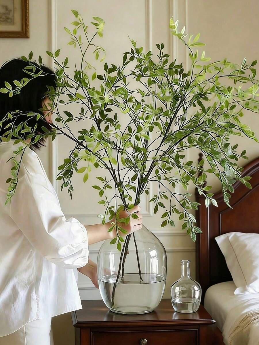 1/2 根人造树枝，高挑的植物枝干，适用于婚礼、花园、办公室、家居装饰，绿叶枝条适合室内花瓶、高花瓶、户外花园、婚礼、派对、餐桌摆饰。 - 彩色 - 查看 1