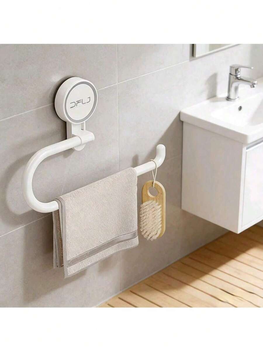 1pc No Drill Kitchen & Bathroom Paper Towel Holder, Toilet Paper Roll Rack, Towel Bar, Plastic Wrap Dispenser, Dishcloth Rack, Suction Cup Wall Mount Organizer, Suitable For Kitchen, Bathroom - View 1