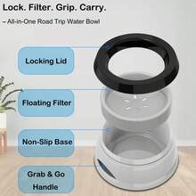 1 Bát nước chống văng, bát nước cho chó không bị đổ với đĩa nổi | Bình cho ăn chậm cho thú cưng với đĩa nổi, thích hợp cho du lịch bằng ô tô, chó và mèo, chống trượt - Nhiều màu - Xem 9