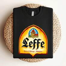 Maglietta da donna con stampa del logo della birreria Leffe, maglietta da uomo, taglie USA da S a 5XL, disponibile in molti colori - nero - Visualizzare 3