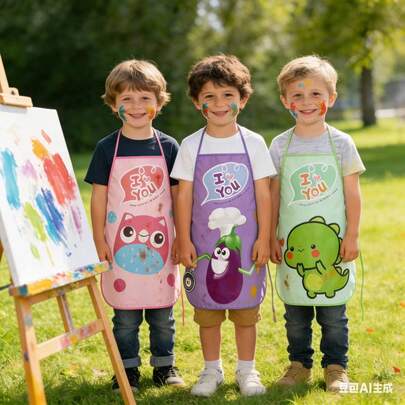 10件/1件卡通儿童绘画防水围裙，耐用无纺涤纶面料，易于清洗，适合手工课、家庭手工制作
