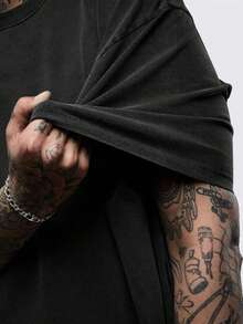 Double-Side Men Water Washed Streetwear Brand Street Style 100 Percent Cotton T Shirt Front And Back Print With Pokemones Inspired Design And Dinosaur Skull Art For Casual Wear Outdoors And Urban Lifestyle | Front And Back Print | Vintage Heavyweight Tee | Perfect Gift | Loose Comfortable Breathable | Machine Washable Fabric | Hip Hop Cool Style | Drippy Clothes | Y2K Fashion - 黑色 - 查看 3