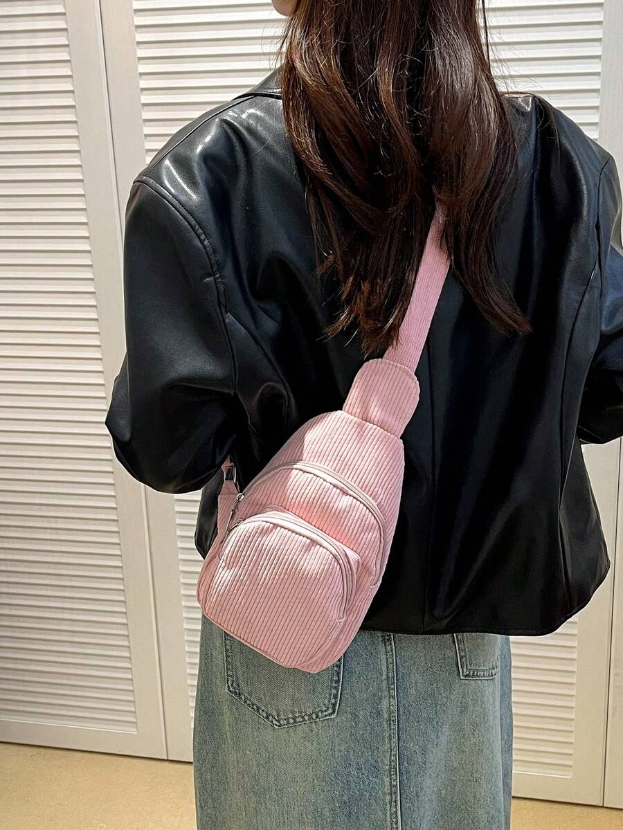 Mini Solid Color Minimalist Luxury Corduroy Leopard Print Chest Bag