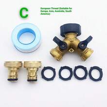 1pc/Set, Made Of Solid Copper, One-Piece Faucet Splitter With Waterproof Gasket, 3/4" Y-Type Hose Adapter, Garden Ball Valve Water Hose Splitter That Can Be Divided Into Two Bi-Directional Splitters, Threaded Connection, Kit Includes 1/2" Quick Connector And Waterproof Tape, Suitable For Car Washing, Watering Garden, Park And Lawn. Accessories. - Multiple Styles - View 14