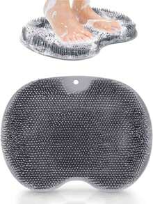 1 tấm thảm massage chân bằng silicon, bàn chải massage đa năng dạng nằm thư giãn với các chức năng tẩy tế bào chết, làm sạch chân, chà rửa và rửa lưng, thích hợp cho phòng tắm vòi sen - Chăm sóc chân - Tẩy tế bào chết chân - Đồ dùng phòng tắm - Trang trí phòng tắm - Bàn chải làm sạch lưng khi tắm - Một kích thước phù hợp với tất cả - Xem 2
