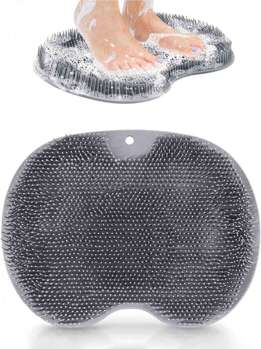 1 tấm thảm massage chân bằng silicon, bàn chải massage đa năng dạng nằm thư giãn với các chức năng tẩy tế bào chết, làm sạch chân, chà rửa và rửa lưng, thích hợp cho phòng tắm vòi sen - Chăm sóc chân - Tẩy tế bào chết chân - Đồ dùng phòng tắm - Trang trí phòng tắm - Bàn chải làm sạch lưng khi tắm