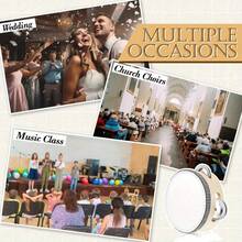 高品质手鼓 | 手持打击乐器，配有闪亮金属铃铛 | 适用于教堂唱诗班、卡拉OK之夜、学校音乐课、民间舞蹈表演、生日派对、婚礼和节日庆典 | 便携式音乐玩具，可为任何场合创造欢快的节奏 - 彩色 - 查看 7