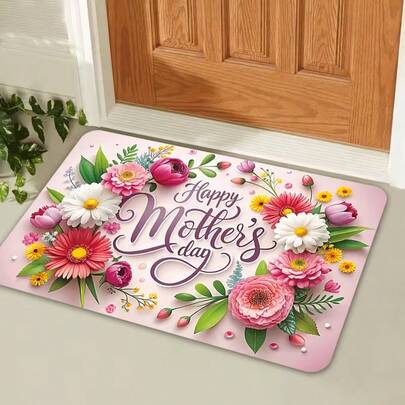 1 pieza Alfombra/Tapete con Estampado Floral, Adecuado para Lavandería, Cocina, Baño, Pasillo, Mesita de Noche, Decoración del Hogar, Decoración del Día de la Madre, Arreglo de Fiesta, Mejorar el Estilo del Hogar, Agregar Encanto Festivo, Mejorar la Felicidad