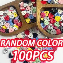 30颗/60颗/100颗/200颗可爱卡通彩色塑料爱心纽扣，服装配饰，DIY材料，剪贴簿，娃娃衣服制作，包包DIY，袜子和发夹装饰 - mix color - 查看 14