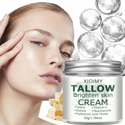 Xioimy 50克牛油亮白紧致面霜，采用天然草饲牛油成分，质地柔滑，滋润娇嫩肌肤，高保湿，易于吸收，轻盈质地，面部护理，适合所有肤质。