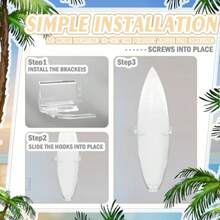 Yousoontic - Soporte de pared para tablas de surf de acrílico transparente para tablas de surf soporte vertical para tablas de aletas snowboard con capacidad para 50 libras - Ancho de la base - Ver 5