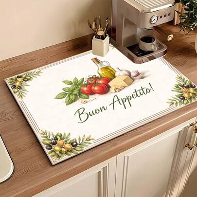 1pc Absorbent Drying Mat, Kitchen Decor Coffee Machine Mat, Handmade Coffee Pot Draining Pad, Kitchen Floor Mat, Dining Table Mat, Kitchen Counter Bowl Drying Mat, Breakfast Mat, Heat-Resistant Anti-Slip Draining Mat, Diatomite Draining Mat, Hides Stains, Super Absorbent Kitchen Mat, Easy To Clean Dish Rack Mat, Suitable For Kitchen, Dining Table, Coffee Shop, Bar, Holidays, Parties, Home Decor, Holiday Gifts