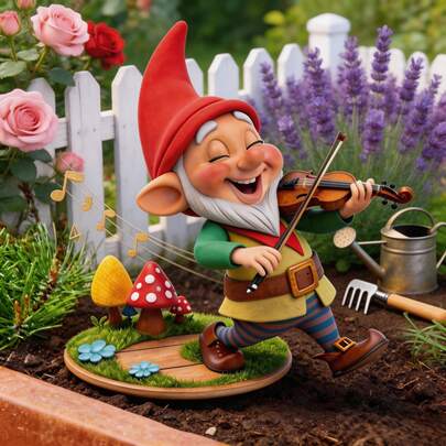 新款2D欢乐小提琴仙子亚克力花园插牌，草坪装饰摆件，点亮童话庭院场景