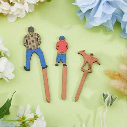 3 chiếc đồ trang trí chậu cây bằng gỗ ngộ nghĩnh, dùng trang trí sân vườn, bãi cỏ nhỏ, chậu hoa.