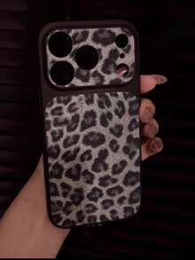 Luxury Leopard Print Cheetah Shiny Leopard Print Lens Protection Phone Case Suitable For 17 Pro Max, 16, 15, 14 Pro Max, 13 Fashion Creative Chic Back Cover Spring Gift - Black - View 4