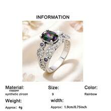 1pc Elegant Luxury Women's Wedding Ring - Four-Claw Oval Synthetic Zirconia Setting - Graceful Jewelry - Suitable For Wedding, Engagement, Valentine's Day, Anniversary, Christmas And Other Occasions - Color - View 6