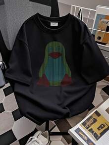 Women T-Shirt Print Linux Penguin In Binary Code With Terminal Colors T Shirt Black Long Or Short Sleeves - 黑色 - 查看 2