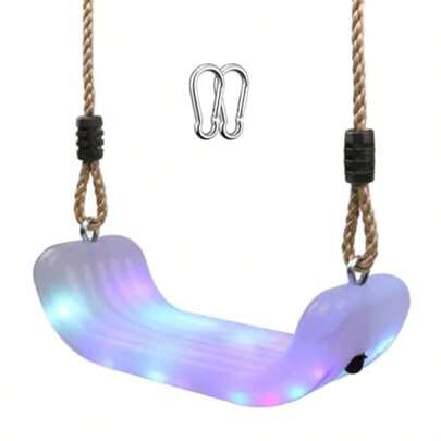 IVREA Asiento de Columpio con Iluminación LED Multicolor Activado por Movimiento - Altura Ajustable 7 Colores y 8 Efectos de Luz.