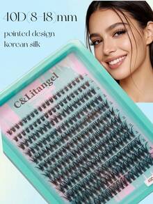 240 Stück DIY Wimpernverlängerungs-Set, 40D (8-18)mm natürliche flauschige Büschel-Wimpern, D-Curl natürlich gekräuselt, einfache DIY Wimpernverlängerung für Anfänger, C/D gemischte Länge, Salon-Niveau Effekt zu Hause, voluminöse Büschel-Wimpern, weich & leicht, geeignet für Alltag & Party - D - Übersicht 1