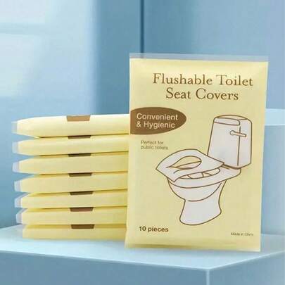 20/30/50/70/100/200 Pcs Toilet Seat Covers, Flushable Paper Toilet Seat Covers, Suitable For Adult Potty Training, 100% Cotton, Travel Accessories, Suitable For Public Toilets, Airplanes, Camping And Other Occasions.