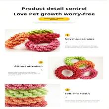 磨牙玩具，棉绳，甜甜圈，宠物狗，打结玩具，耐咬，手工编织狗咬绳 - 彩色 - 查看 8
