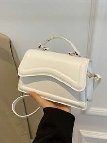 2024 Autumn New Arrival Casual Tote Bag, Retro Fashion Solid Color Underarm Shoulder Bag For Commuting - White - View 6