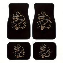 4pcs/Set Cartoon Rabbit Design Car Floor Mats, Full Coverage Front & Rear, Ideal For Car Interior, Made Of Plush Velvet Material, Easy To Clean, Suitable For Sedans, And SUVs, Enhancing Driving Pleasure! - Cartoon Rabbit - View 12