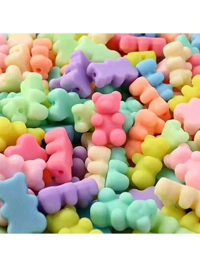 10/20/30pcs Acrylic Bear Beads, Assorted Macaron Color Spacer Beads