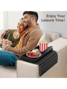 Foldable Bamboo Grain Sofa Armrest Tray | No Assembly Required, Cup Holder And Non-Slip Backrest Pad, Suitable For Sofa, Living Room, Office - Can Hold Phone, Snacks, Remote Control, Drinks - Sturdy And Compact Armrest Tray, Space-Saving Design - Multicolor - View 11