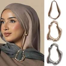1pc Asymmetrical Metal Scarf Clip, Fashionable Multifunctional Hijab Clips - Irregular Buckle - View 2