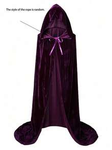 1pc Velvet Cloak, Adult Golden Velvet Witch/Wizard Cloak, Halloween Costume, Holiday Outfit, Christmas Costume - Multicolor - View 6