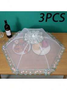 1/2/3件装可折叠食物罩,防尘防蝇餐棚,多边形厨房食物保护罩,家用蔬菜罩 - 彩色 - 查看 18