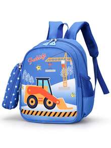 New Fashion Cartoon Backpack With Small Pouch - Blue - View 4
