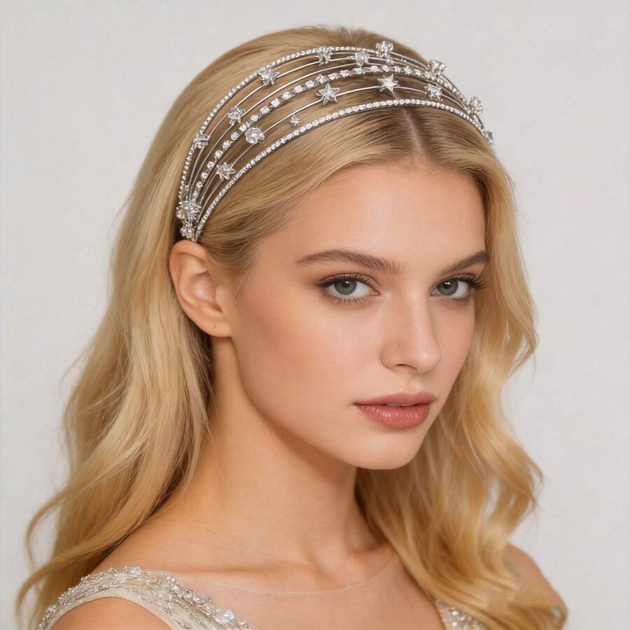 Crystal Star Shaped Bridal Headband, Wedding Hair Accessory - Multicolor - View 1