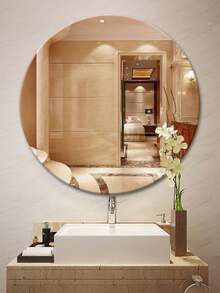 1 chiếc gương phòng tắm không khung hình bất đối xứng, gương trang điểm treo tường, gương trang điểm nhà vệ sinh, kiểu dáng bất đối xứng Ins, không cần khoan. - bạc - Xem 5