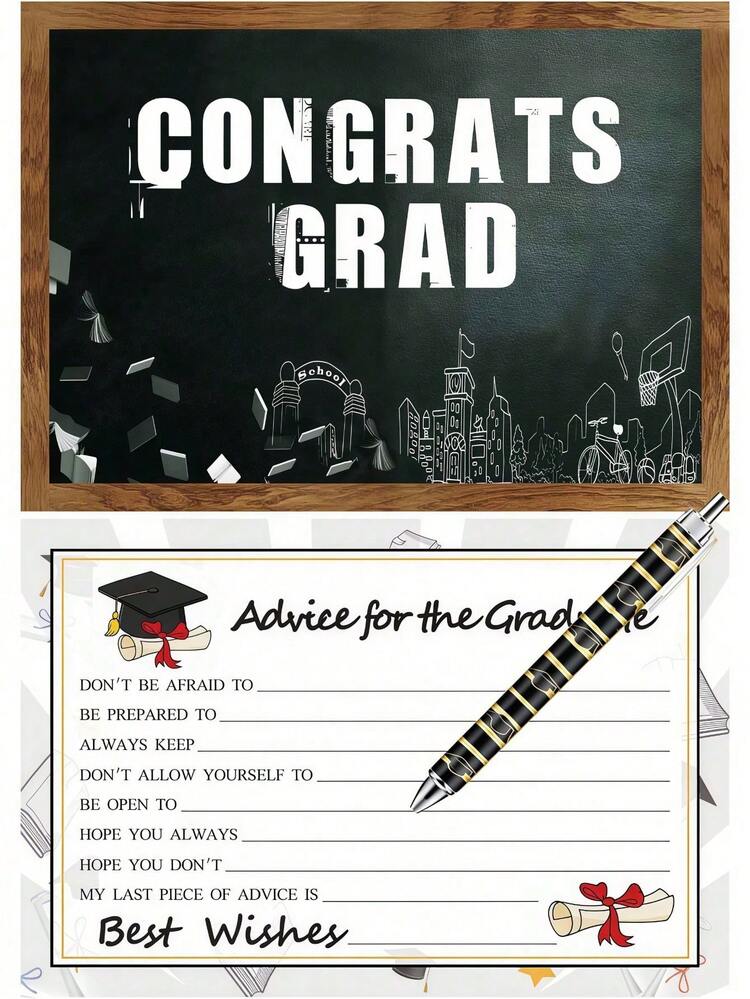 40支装毕业纪念笔套装，含20支黑金毕业圆珠笔和20张毕业生祝福卡片，毕业派对礼品，高中/大学2026届毕业生礼物 - 黑色 - 查看 7